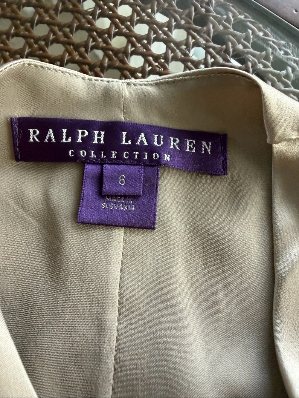 Ralph Lauren Purple Label Sleeveless Silk Wrap-Style Blouse in Taupe - Picture 5 of 5